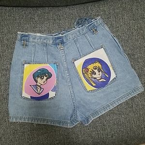 Sailor Moon vintage hi-rise denim shorts